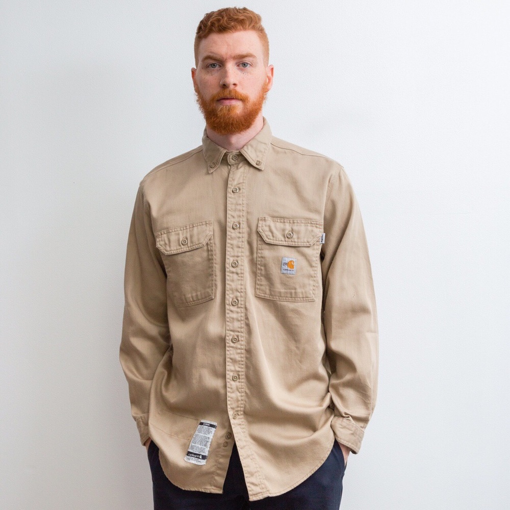 Carhartt Tan Button Down Work Shirt